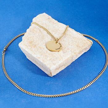 Gold Personalised Disc Pendant Necklace For Men And Women, 5 of 8