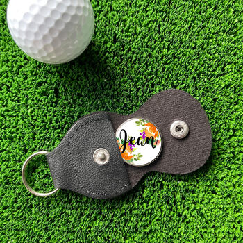 Personalised Orange Flower Golf Ball Marker, 2 of 4