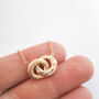 Non Tarnish Linked Rings Textured Diamante Necklace, thumbnail 4 of 10