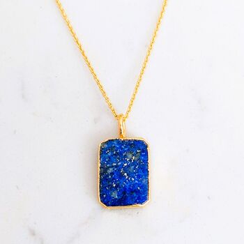 'The Rectangle' Lapis Lazuli Gold Plated Necklace, 6 of 9