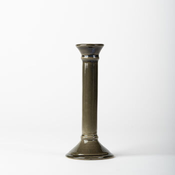 Handmade Dark Green Ceramic Tall Taper Candlestick, 2 of 3