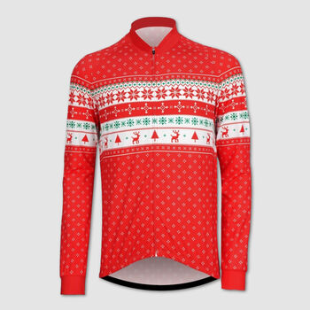 Mens Long Sleeve Christmas Jumper Cycle Jersey, 3 of 5