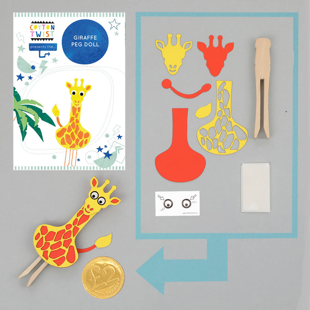 Make Your Own Giraffe Peg Doll Kit By Cotton Twist