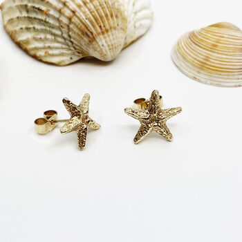 9ct Gold Starfish Earrings, 2 of 9