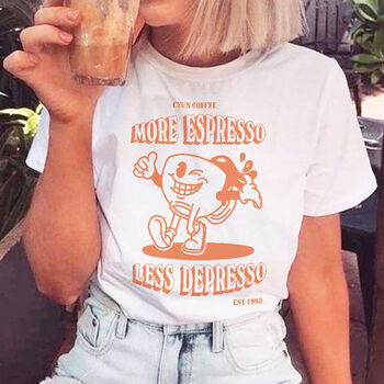 'More Espresso Less Depresso' Coffee Tshirt, 2 of 6