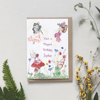 Custom Flower Fairies Watercolour Greetings Card, 2 of 6