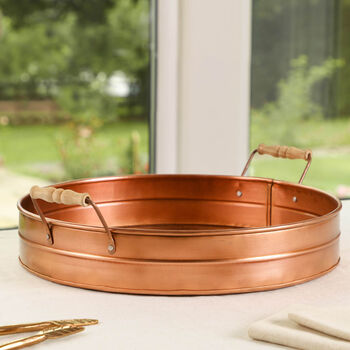 Brushed Copper Circular Serving Tray, 5 of 9