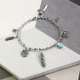 Sterling Silver Feathers Charm Bracelet, thumbnail 2 of 4