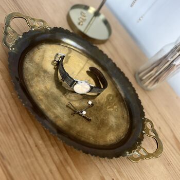 Vintage Brass Tray With Decorative Handles, 6 of 8