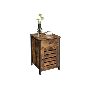 Nightstand Side Table With Drawer And Shutter Cabinet, 5 of 6
