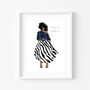 Stripe A Pose Black Girl Art Print, thumbnail 3 of 3