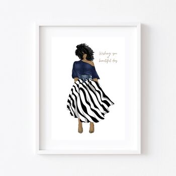 Stripe A Pose Black Girl Art Print, 3 of 3