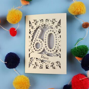 Personalised 60th Birthday Card Papercut Spotty Design, 6 of 9