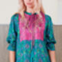 Yasmin Silk Print Embroidered Dress 04, thumbnail 3 of 3