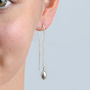 Sterling Silver Bead Pull Through Chain Earrings, thumbnail 2 of 3