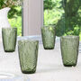 Four Embossed Fern Green Highball Glasses, thumbnail 1 of 8