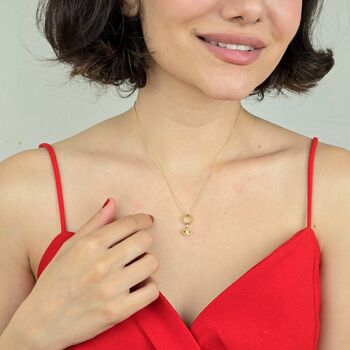 Gold Plated Evil Eye Pendant Charm Good Luck Necklace, 2 of 5