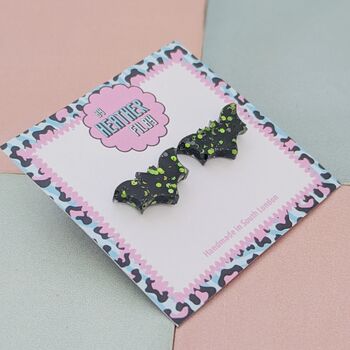 Black Bat Glitter Halloween Resin Studs, 2 of 4