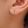 Sterling Silver Tiny Rhombus Clear Cz Huggie Hoop, thumbnail 8 of 12