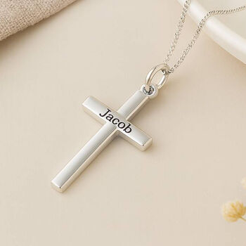 Personalised Sterling Silver Cross Necklace By Hurleyburley