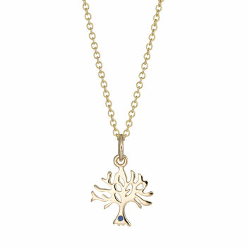 Solid 9ct Gold Tree Necklace With Sapphire, 2 of 4
