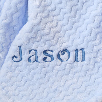 Personalised Blue Jacquard Baby Blanket, 4 of 4