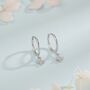 Sterling Silver Extra Tiny Hydrangea Flower Cz Huggie Hoop Earrings, thumbnail 3 of 12