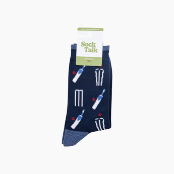Cricket Stumps Bamboo Socks In Navy Blue, 5 of 5