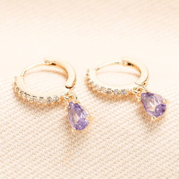 Birthstone Crystal Huggie Hoop Earrings In Gold, 7 of 12