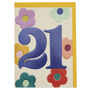 Bold Floral Age 21 Birthday Card, thumbnail 1 of 2