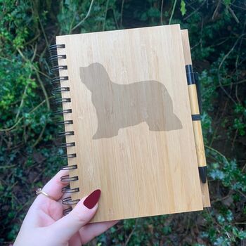Personalised Bearded Collie Dog Engraved Notebook, 2 of 2