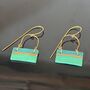 Handmade Gold And Green Block Earrings, thumbnail 7 of 8