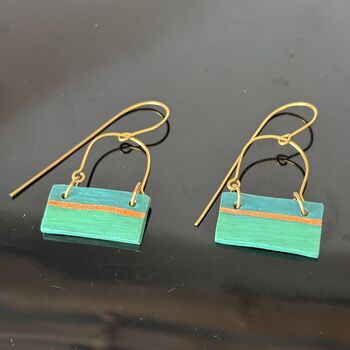 Handmade Gold And Green Block Earrings, 7 of 8