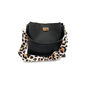 Black Leather Tote Bag With Pale Pink Leopard Strap, thumbnail 1 of 8