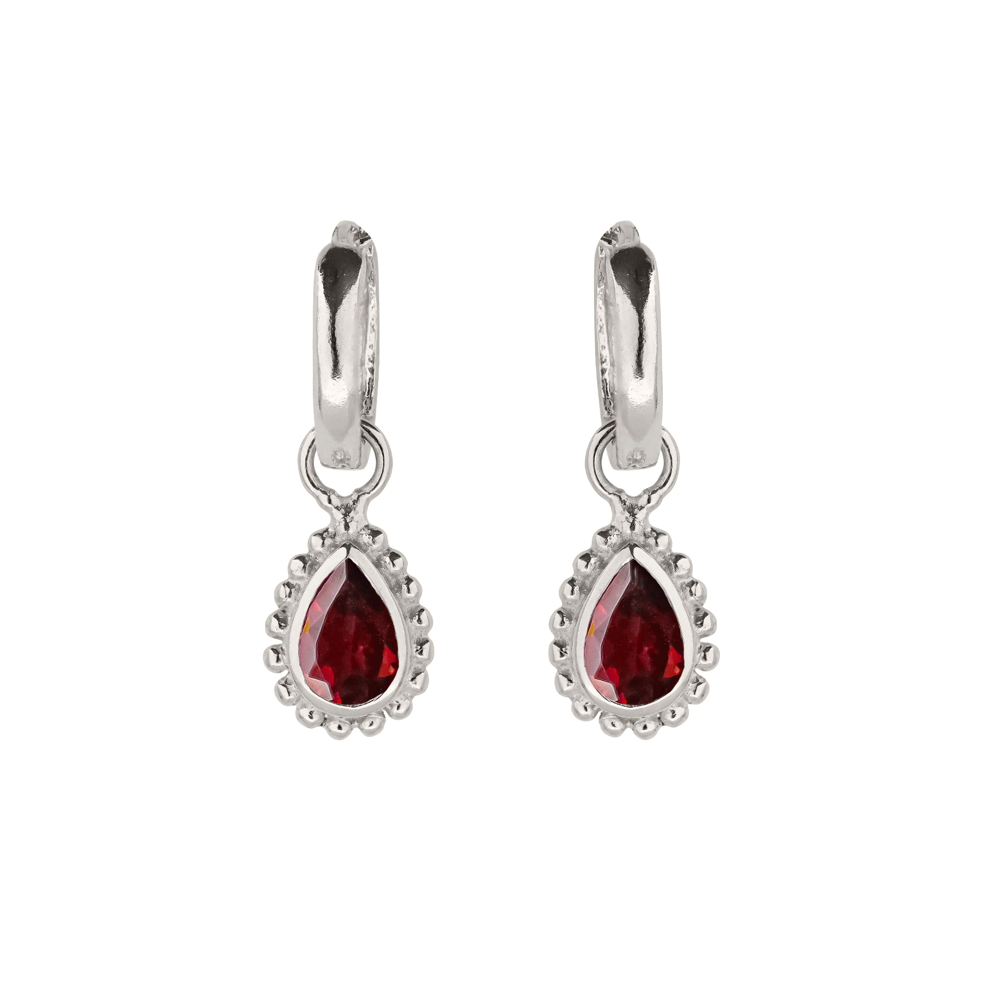 Sterling Silver Birthstone Huggie Hoop Earrings, thumbnail 2 of 12