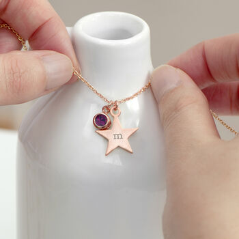 Personalised Rose Gold Star Birthstone Crystal Necklace, 3 of 12