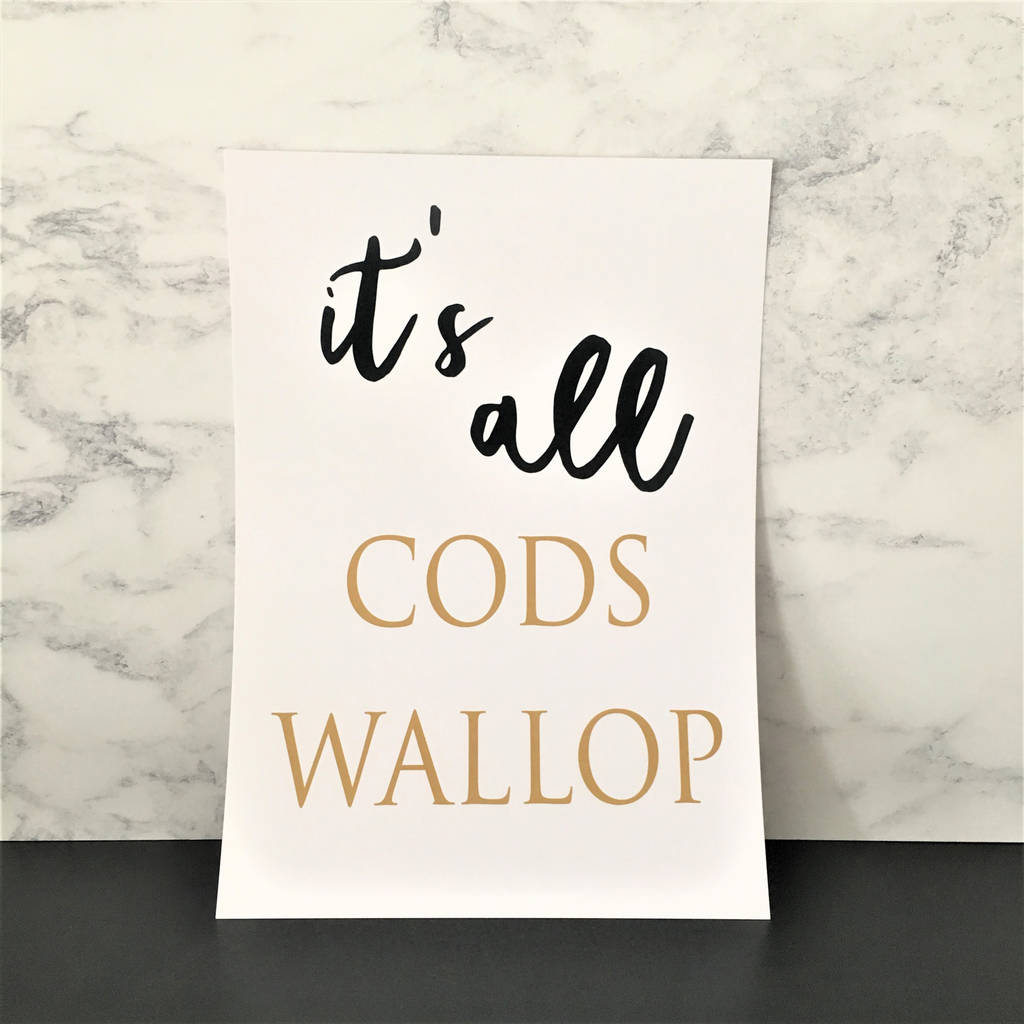 'codswallop' funny british slang typography a4 print by the new witty
