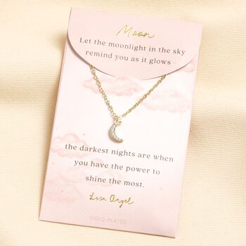 Moon Pendant Carded Necklace In Gold Or Silver, 2 of 4