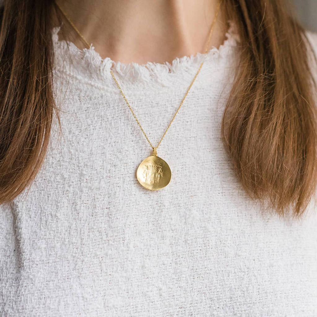 Gold Vermeil Byzantine Round Pendant By Argent Of London