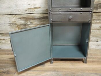 Industrial Metal Bedside Cabinet Storage Table, 3 of 3