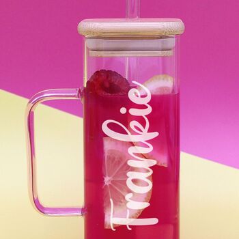 Coloured Glass Mug And Straw With Optional Engraving, 5 of 7