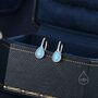 Sterling Silver Blue Opal Droplet Drop Hook Earrings, thumbnail 5 of 11