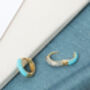 Blue Enamel And Cz Reversible Huggie Hoop Earrings, thumbnail 2 of 11