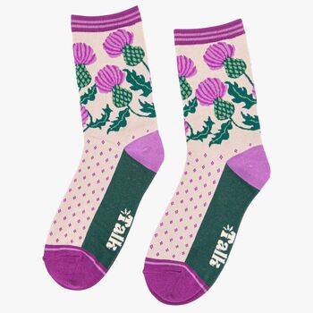 Women's Bamboo Socks Scottish Thistle, 2 of 5