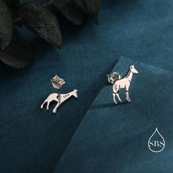 Sterling Silver Tiny Okapi Stud Earrings, 5 of 12