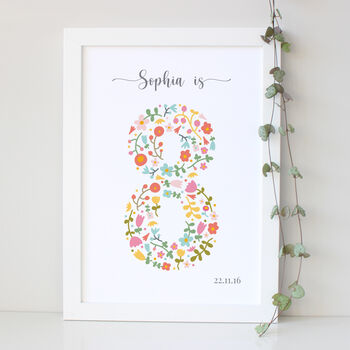 Floral Fun Personalised Birthday Print, 5 of 7