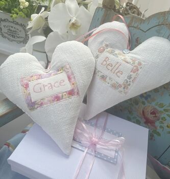 Personalised Ditsy Linen Name Heart, 2 of 10