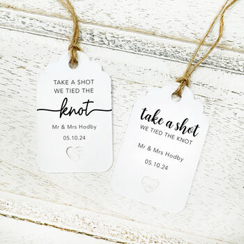 Personalised Take A Shot Wedding Favour Tag, 2 of 12