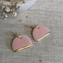 Pink Half Circle Ceramic Earrings 22k Gold Lustre, thumbnail 1 of 4