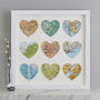 Wedding Anniversary Nine Map Hearts Wall Art Gift, thumbnail 5 of 12